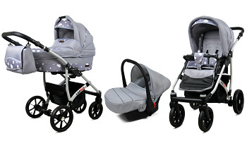 Kočárek Baby Lux Largo Silver Hearts s autosedačkou za příplatek