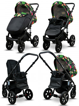 Kočárek Raf-Pol Sky Lark Soft Alu Black v provedení Paradise Flowers