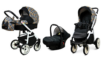 Kočárek Baby Lux Colorlux Alu White Gold Grille s autosedačkou za příplatek