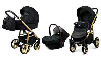 Kočárek Baby Lux Colorlux Alu Gold Onyx s autosedačkou za příplatek