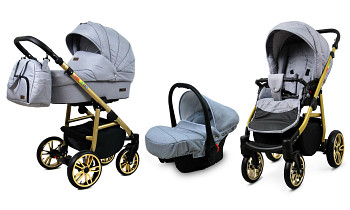 Kočárek Baby Lux Colorlux Alu Gold Silver Flex s autosedačkou za příplatek
