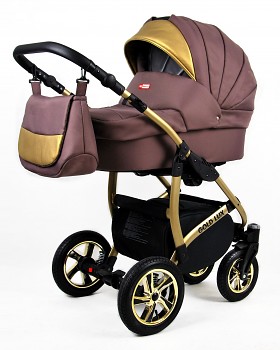Kočárek Raf-Pol Baby Lux Gold Lux Mokka - zlatý podvozek