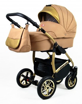 Kočárek Baby Lux Gold Lux 01 Sand Pearl 2019 - zlatý podvozek