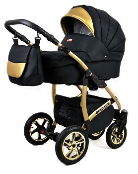 Kočárek Baby Lux Gold Lux 02 Onyx 2019 - zlatý podvozek