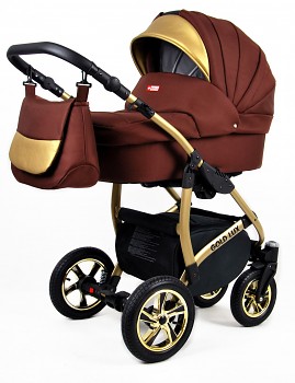 Kočárek Raf-Pol Baby Lux Gold Lux Chocolate - zlatý podvozek