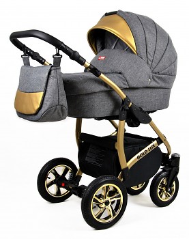 Kočárek Raf-Pol Baby Lux Gold Lux Flaxen - zlatý podvozek