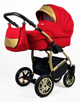 Kočárek Baby Lux Gold Lux 06 Scarlet červená 2019 - zlatý podvozek