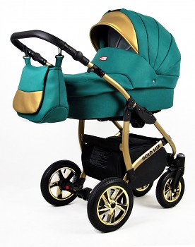 Kočárek Baby Lux Gold Lux 07 Ocean Green zelená 2019 - zlatý podvozek