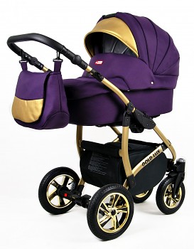 Kočárek Raf-Pol Baby Lux Gold Lux Royal Purple - zlatý podvozek