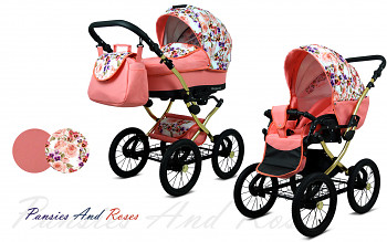 Kočárek Baby Lux Margaret Alu Gold Pansies and Roses