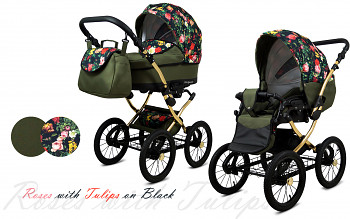 Kočárek Baby Lux Margaret Alu Gold Roses nad Tulips