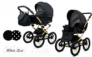 Kočárek Baby Lux Margaret Alu Gold White Dots
