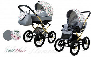 Kočárek Baby Lux Margaret Alu Gold Wild Flowers