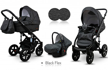 Kočárek Raf-Pol Sky Lark Soft Alu Black Black Flex - autosedačka za příplatek