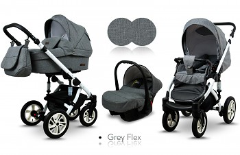 Kočárek Baby Lux Sky Lark Soft Alu White Grey Flex - autosedačka za příplatek