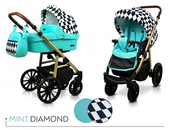 Kočárek Baby Lux Aspero Mint Diamond