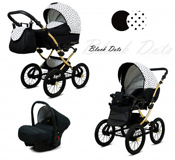 Kočárek Raf-Pol Margaret Alu Gold Black Dots