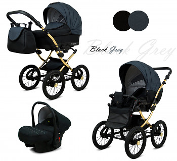 Kočárek Baby Lux Margaret Alu Gold Black Grey - autosedačka za příplatek