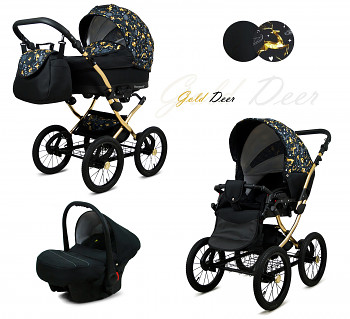 Kočárek Baby Lux Margaret Alu Gold Gold Deer - autosedačka za příplatek