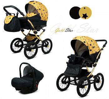Kočárek Baby Lux Margaret Alu Gold Gold Star - autosedačka za příplatek