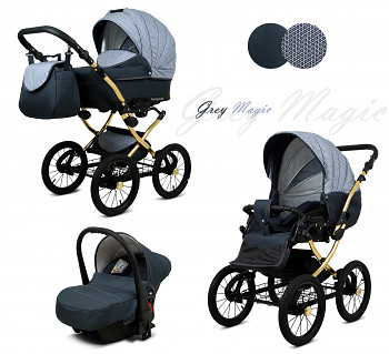 Kočárek Baby Lux Margaret Alu Gold Grey Magic - autosedačka za příplatek