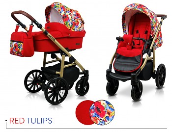 Kočárek Baby Lux Aspero Red Tulips
