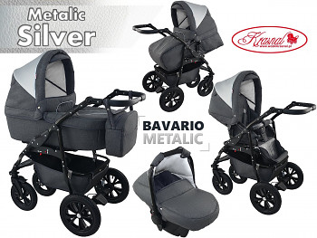 Kočárek Krasnal Bavario Metalic Silver s autosedačkou za příplatek
