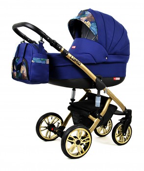 Kočárek Baby Lux Lumio Sailor Blue 03 - zlatý podvozek