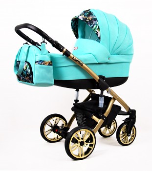 Kočárek Baby Lux Lumio Mint 04 - zlatý podvozek