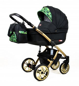 Kočárek Baby Lux Lumio Tropical Lea 05 - zlatý podvozek