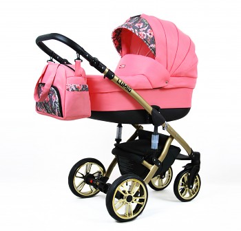 Kočárek Baby Lux Lumio Coral 07 - zlatý podvozek