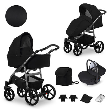 Kočárek Kunert Mata Grey 10 černá s autosedačkou za příplatek