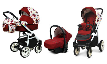 Kočárek Baby Lux Colorlux Alu White Meadow Flowers On White s autosedačkou za příplatek