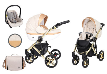Kočárek Kunert Mila Premium Gold 03 jeans cream + gold s autosedačkou za příplatek