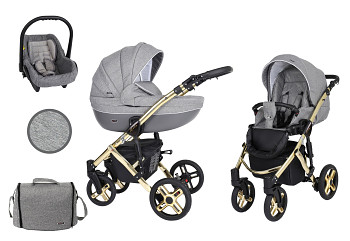 Kočárek Kunert Mila Premium Gold 08 jeans šedá s autosedačkou za příplatek