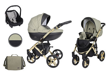 Kočárek Kunert Mila Premium Gold 16 oliva + černá s autosedačkou za příplatek