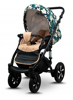 Kočárek Baby Lux Sky Lark Soft Alu Black Creamy Lillies