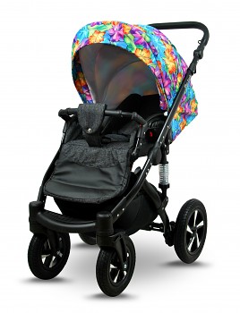 Kočárek Baby Lux Sky Lark Soft Alu Black Paint Flowers