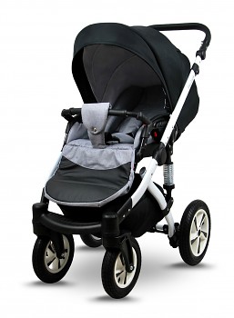 Kočárek Baby Lux Sky Lark Soft Alu White Silver Flex Black