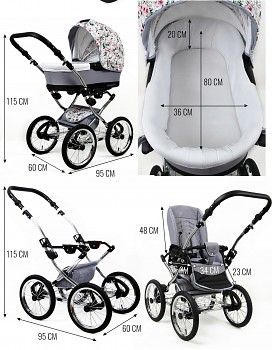 Kočárek Raf-Pol Baby Lux Margaret v provedení Wild Flowers