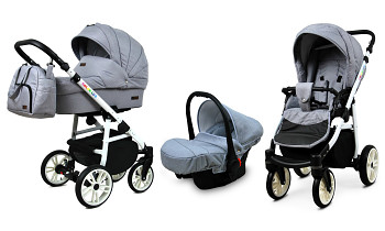 Kočárek Baby Lux Colorlux Alu White Silver Flex s autosedačkou za příplatek