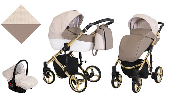 Kombinovaný kočárek Kunert Tiaro Premium Gold 03 hnědobéžový s autosedačkou za příplatek