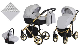 Kombinovaný kočárek Kunert Tiaro Premium Gold 05 šedý s autosedačkou za příplatek