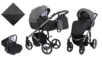 Kombinovaný kočárek Kunert Tiaro Premium Graphite 06 černý + pepito s autosedačkou za příplatek