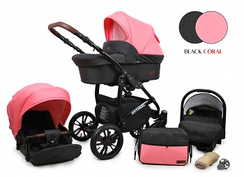Kočárek Baby Lux Optimal Black Black Coral 2019