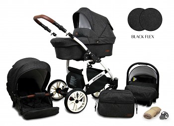 Kočárek Baby Lux Optimal White Black Flex 2019