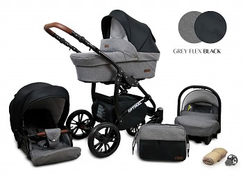Kočárek Baby Lux Optimal Black Grey Flex Black 2019