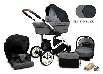 Kočárek Baby Lux Optimal White Grey Flex Black 2019