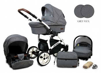 Kočárek Baby Lux Optimal White Grey Flex 2019
