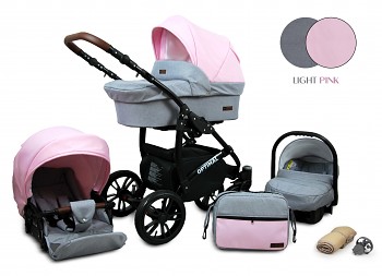 Kočárek Baby Lux Optimal Black Light Pink 2019
